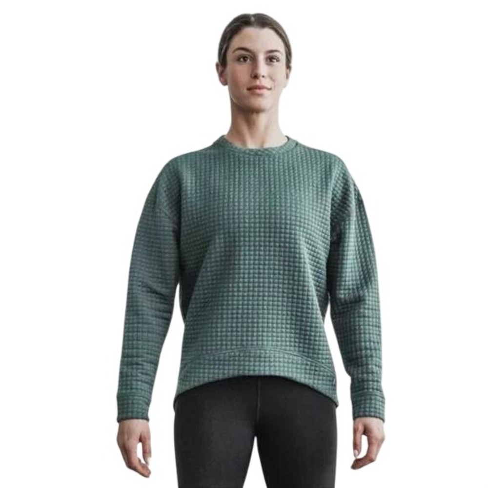 NoBull Women's Forest Green High Low‎ Hem Quilted Crewneck Sweatshirt Size XS